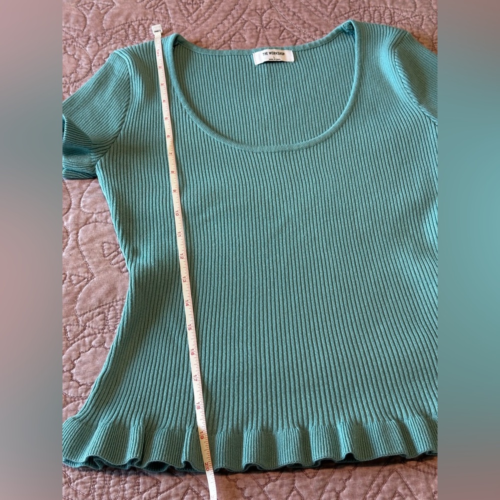 Workshop Republic Clothing Aqua Ruffle Sleeve Top - Picture 6 of 10